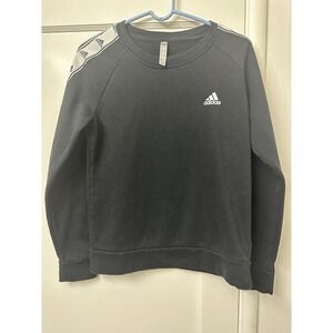 Adidas Tiro Tape Crewneck Sweatshirt Women's Black White M Logo Stripe Sleeve